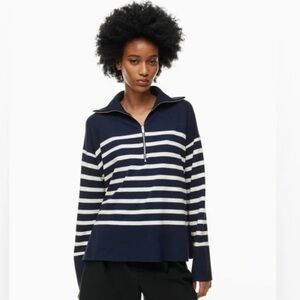 Aritzia Babaton Quarter Zip Striped Sweater